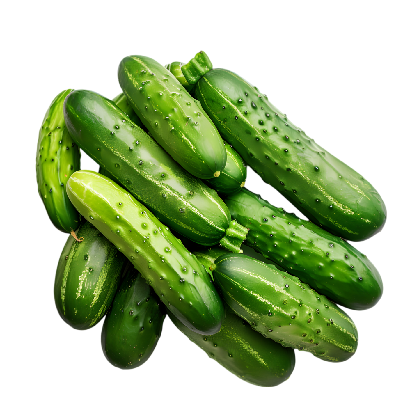 a pile of pickles on a white background