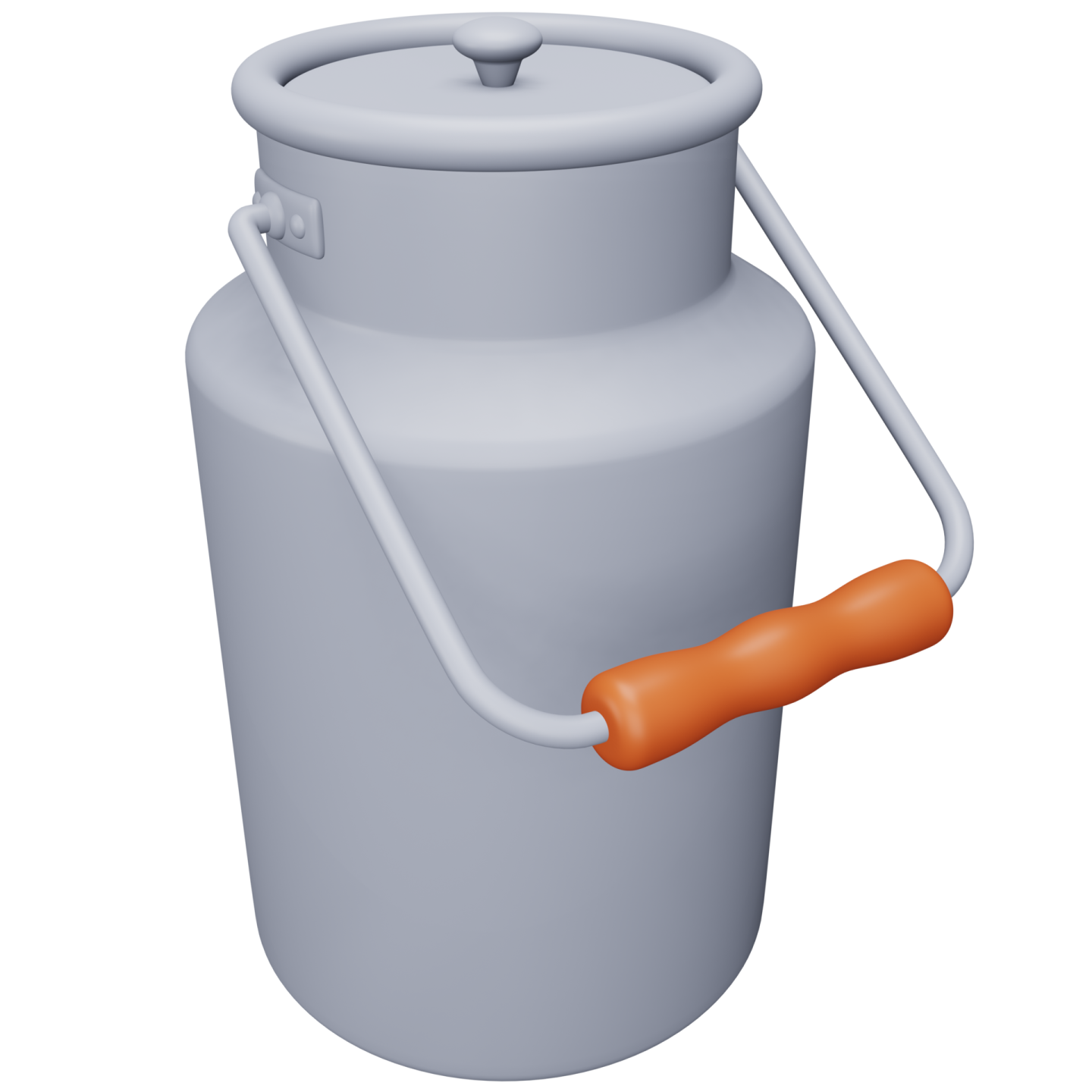 a gray jug with an orange handle