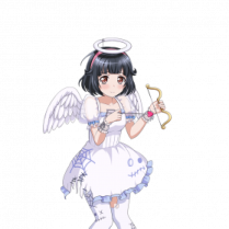 an angel with a bow and a bow sticker