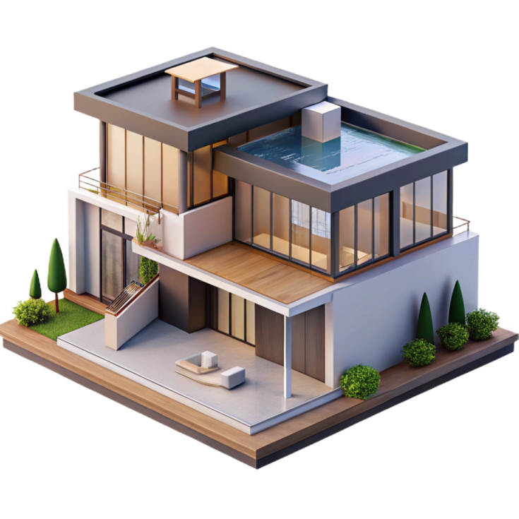 a 3d model of a modern house