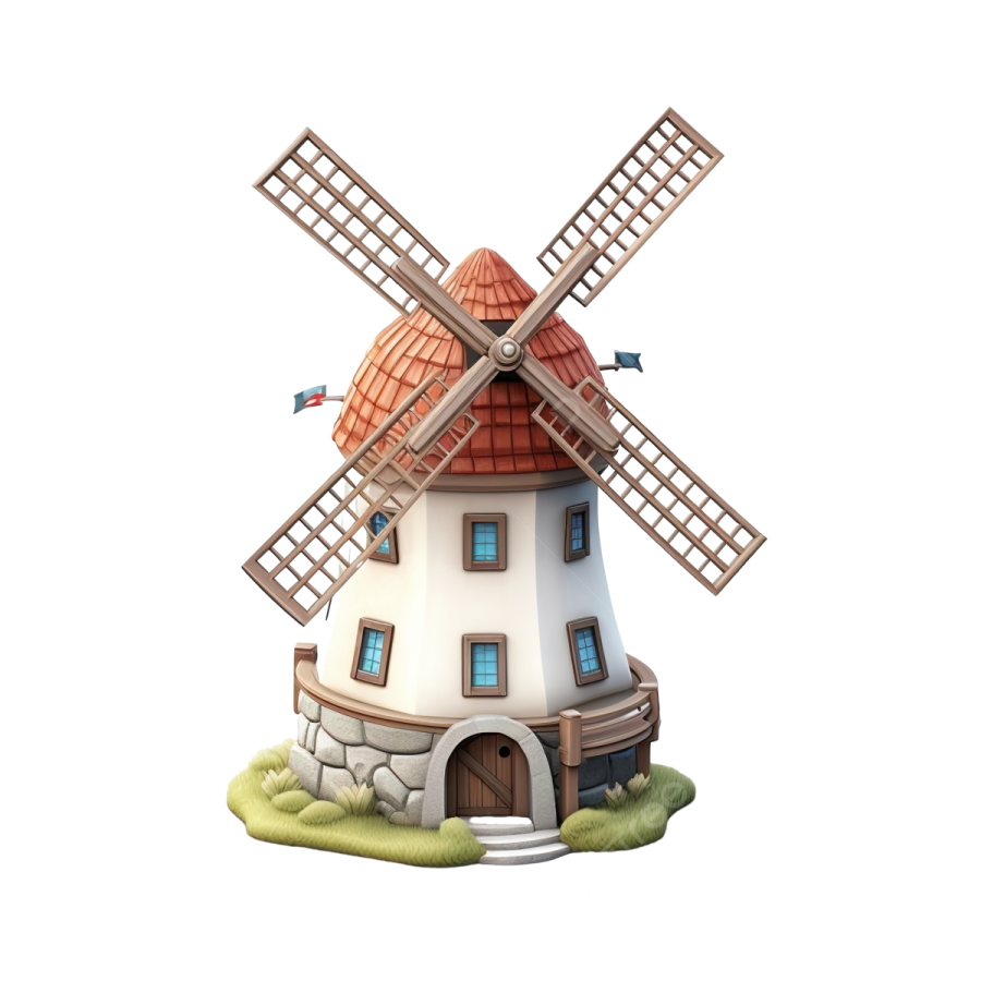 a small house with a windmill on top