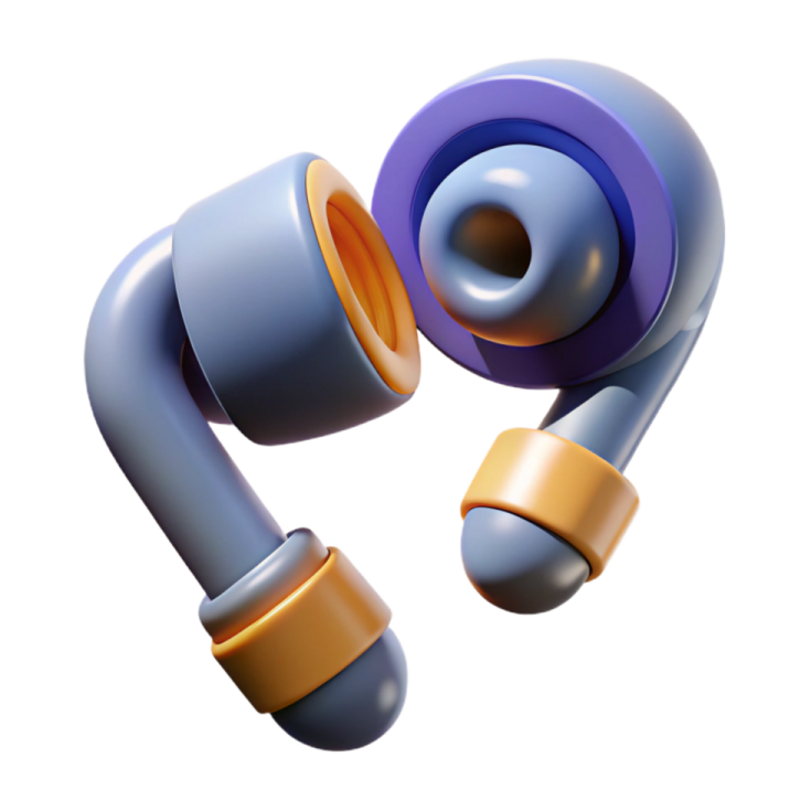 a pair of earphones on a white background