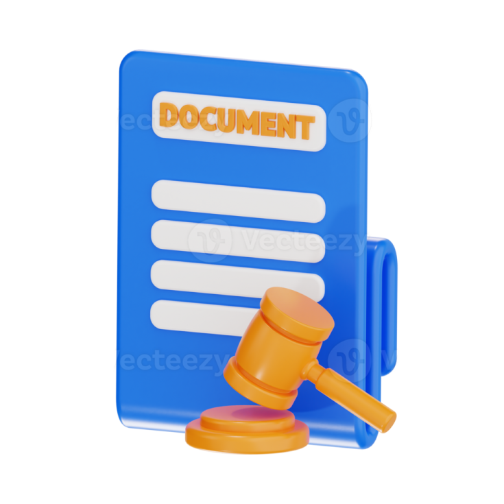 a blue document with a gavette on it