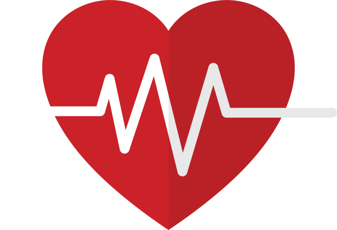 a red heart with a heartbeat on it