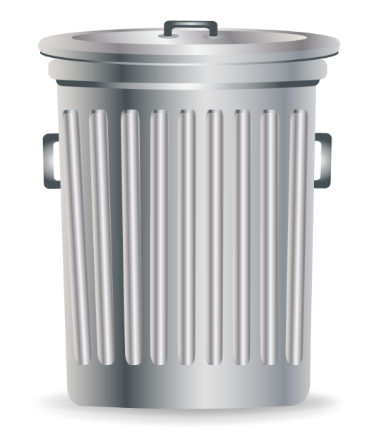 a metal trash can on a white background