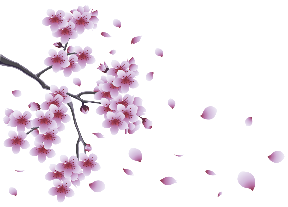 a branch with pink flowers on it