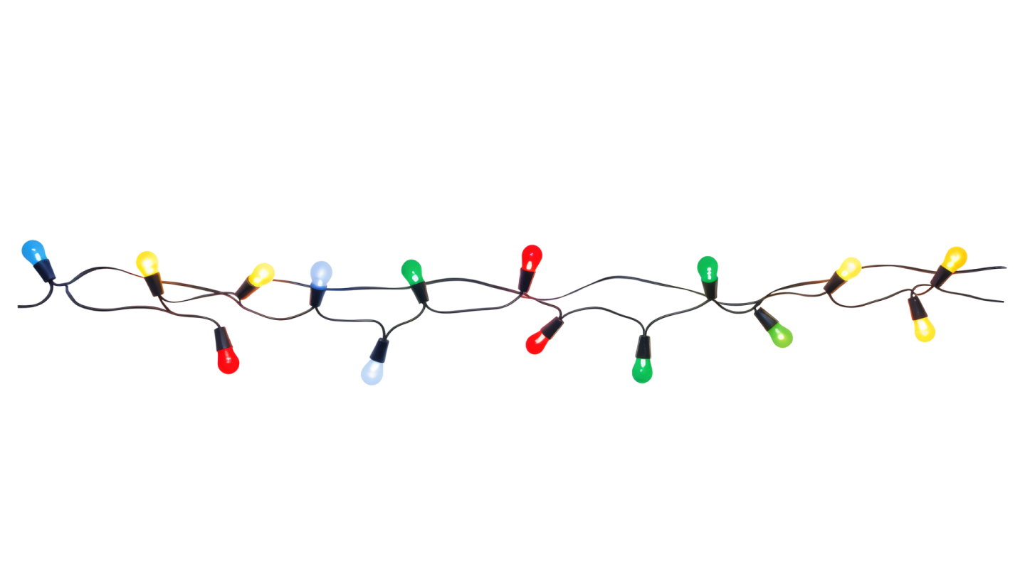 a string of lights on a white background