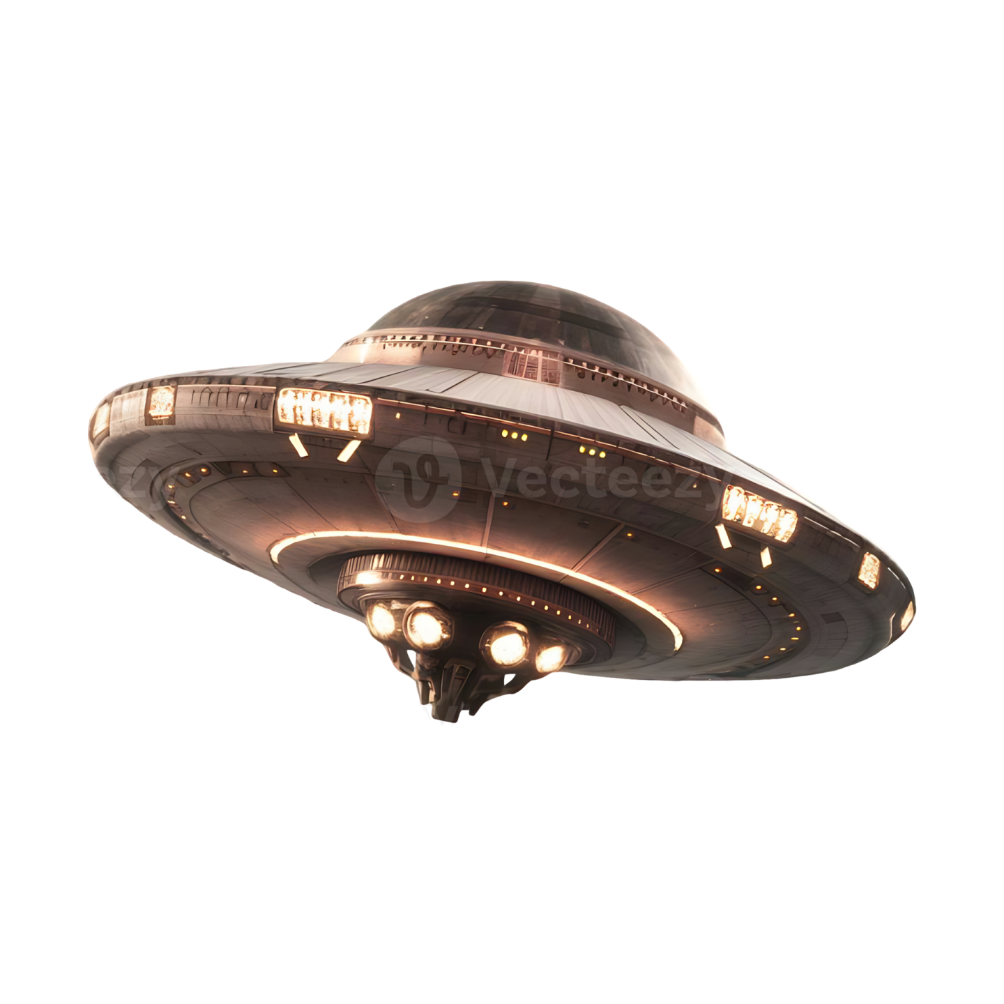 an alien ship flying in the sky