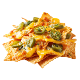 a close up of a torta with cheese and green peppers on top