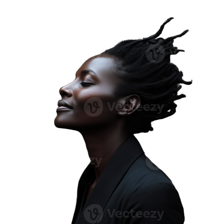 a woman with dread hair in profile