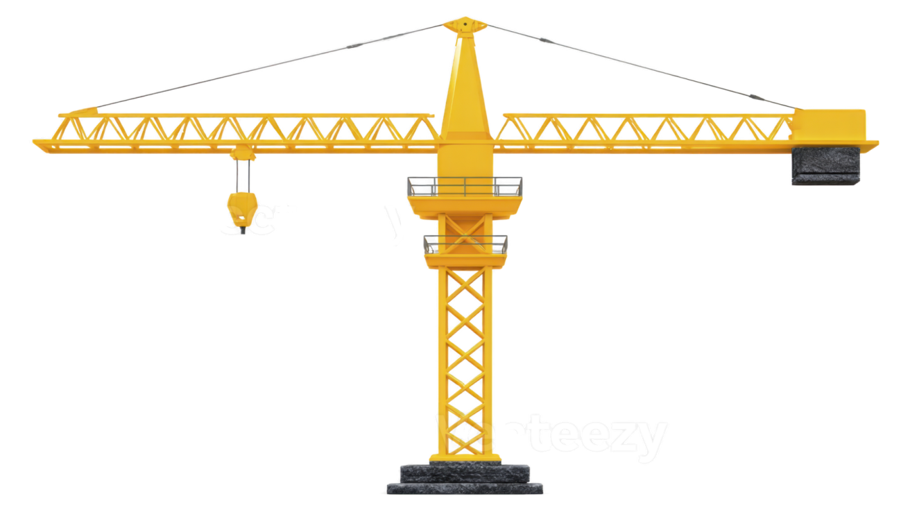 a yellow crane on a white background