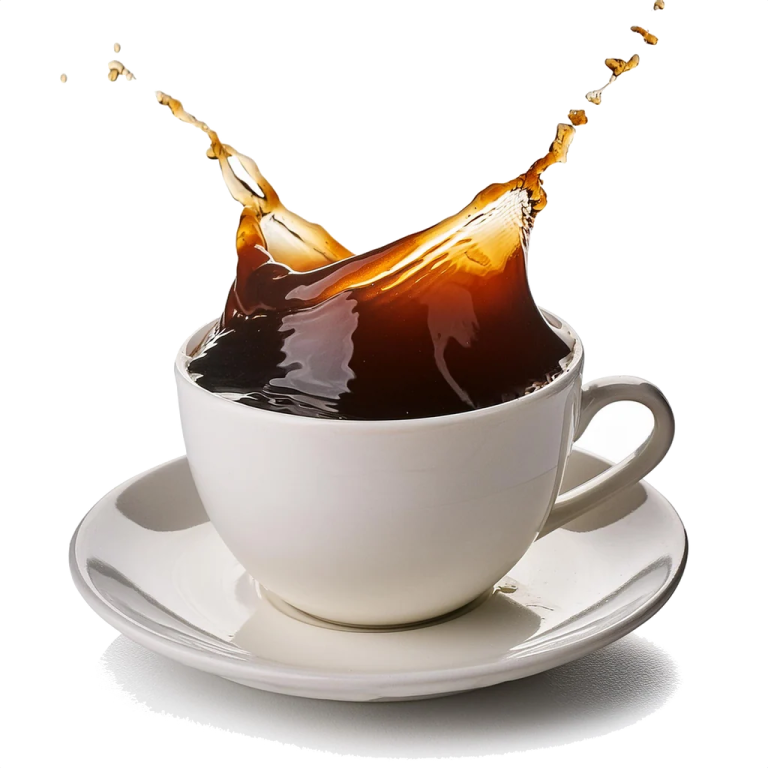 coffee splashing into a cup