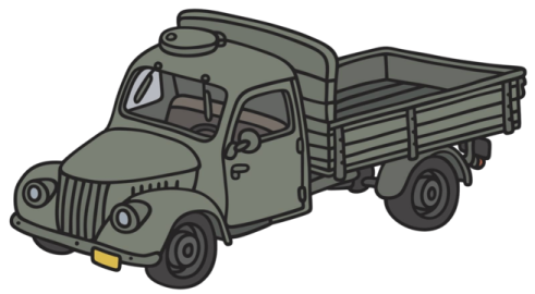 a green dump truck with a white background