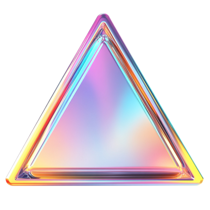 a colorful triangle shaped object on a white background