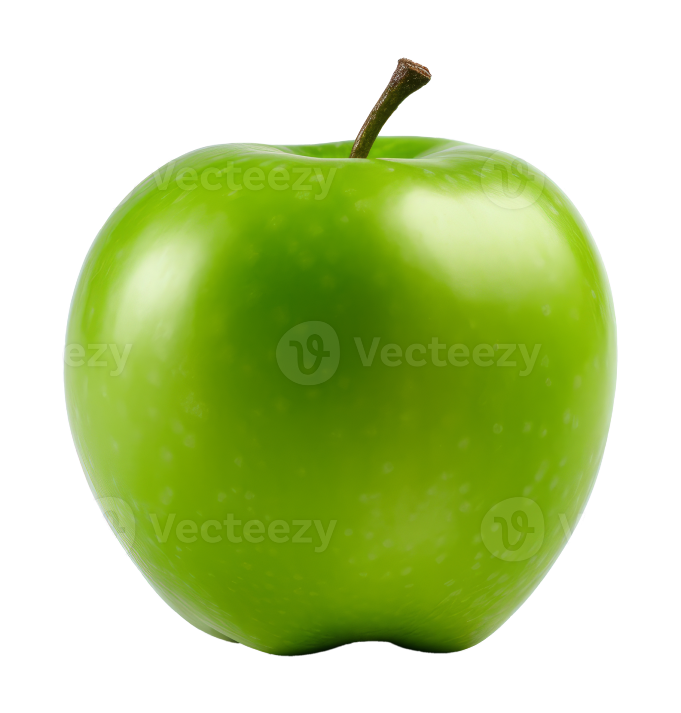 a green apple on a white background