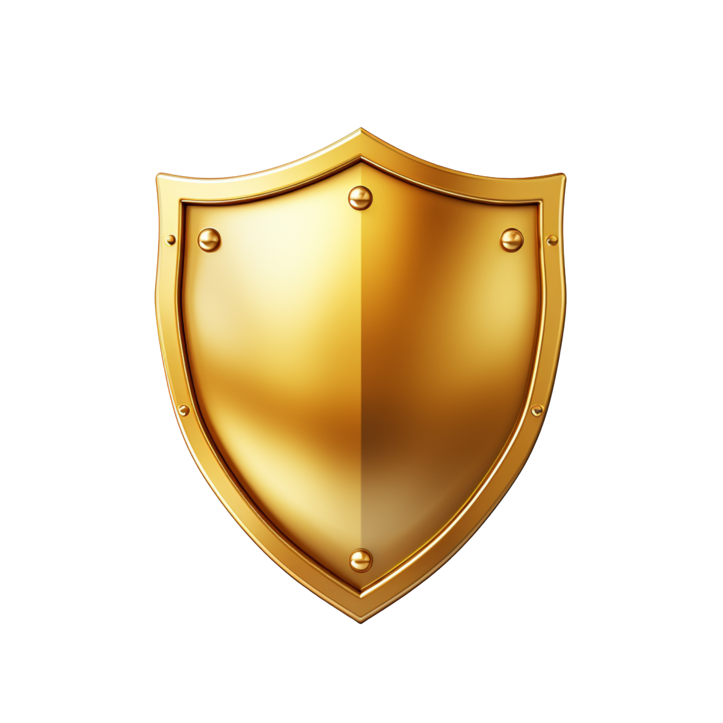 a golden shield on a white background