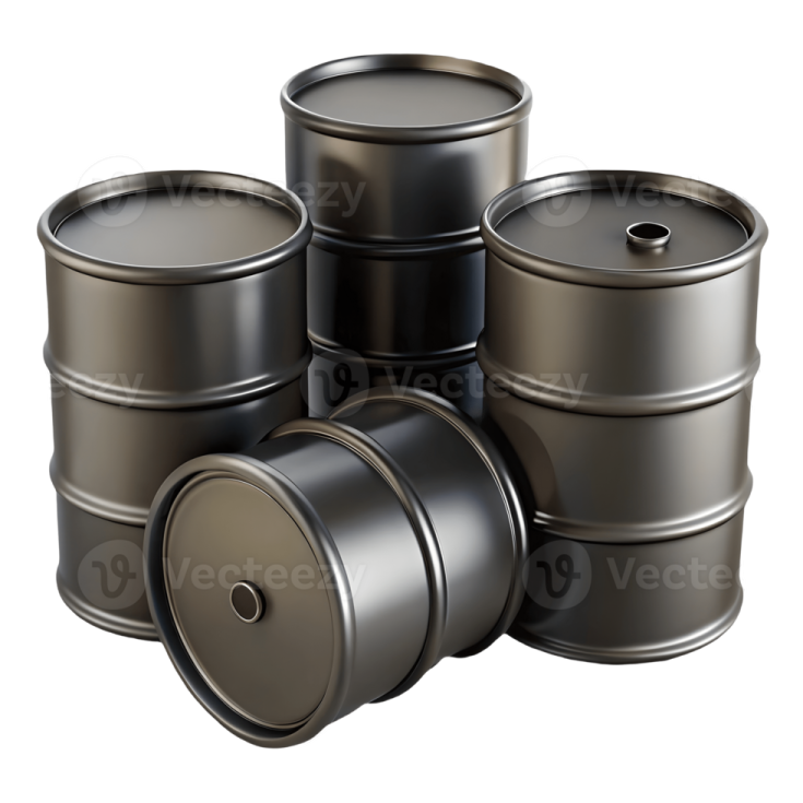 a group of metal barrels on white background