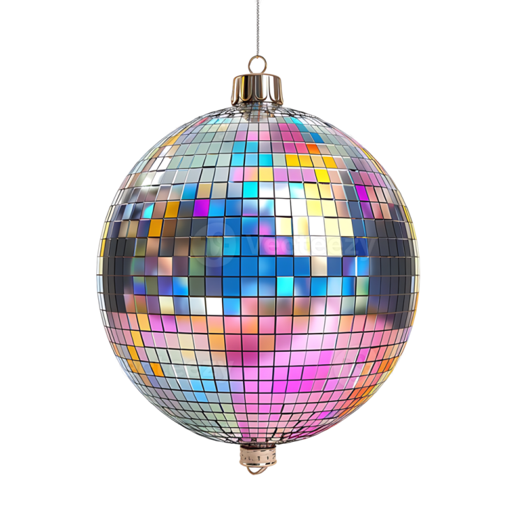 a disco ball orname on a white background