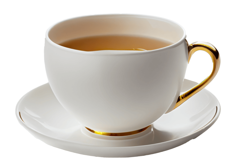 a cup of tea on a saucer