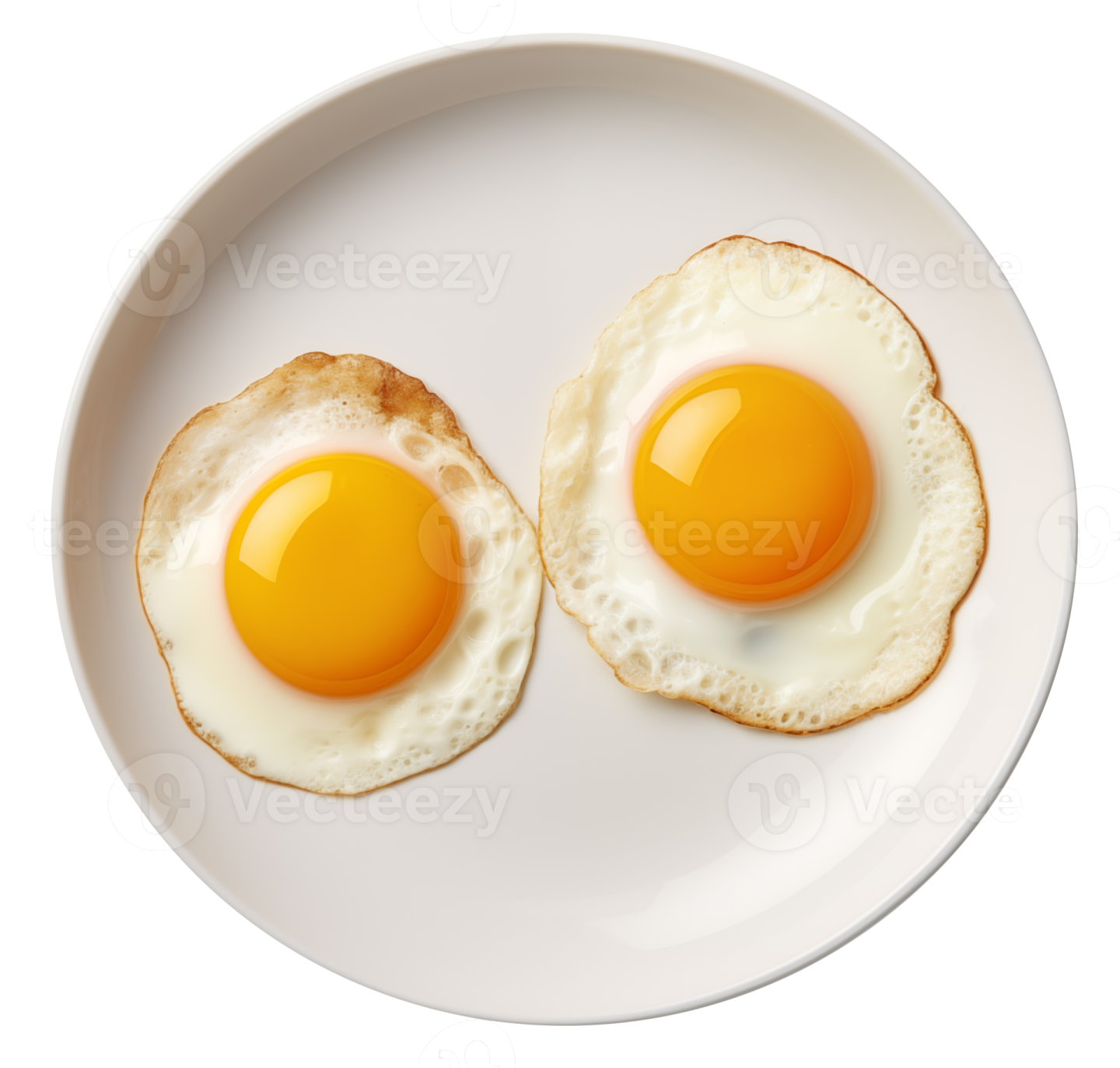two fried eggs on a white plate