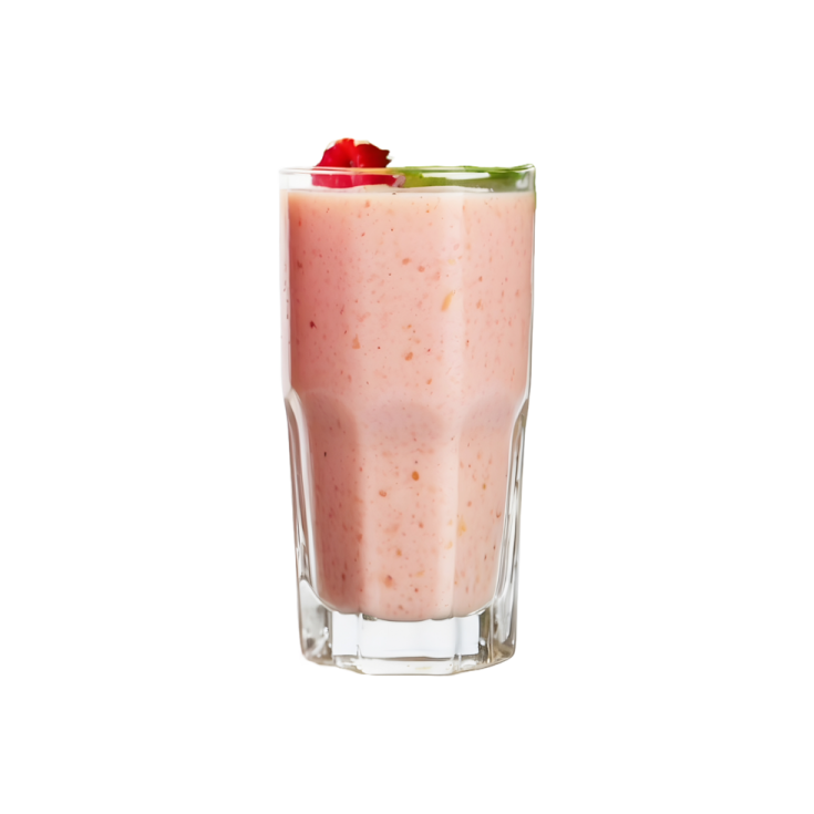 a glass filled with a strawberry smoothie