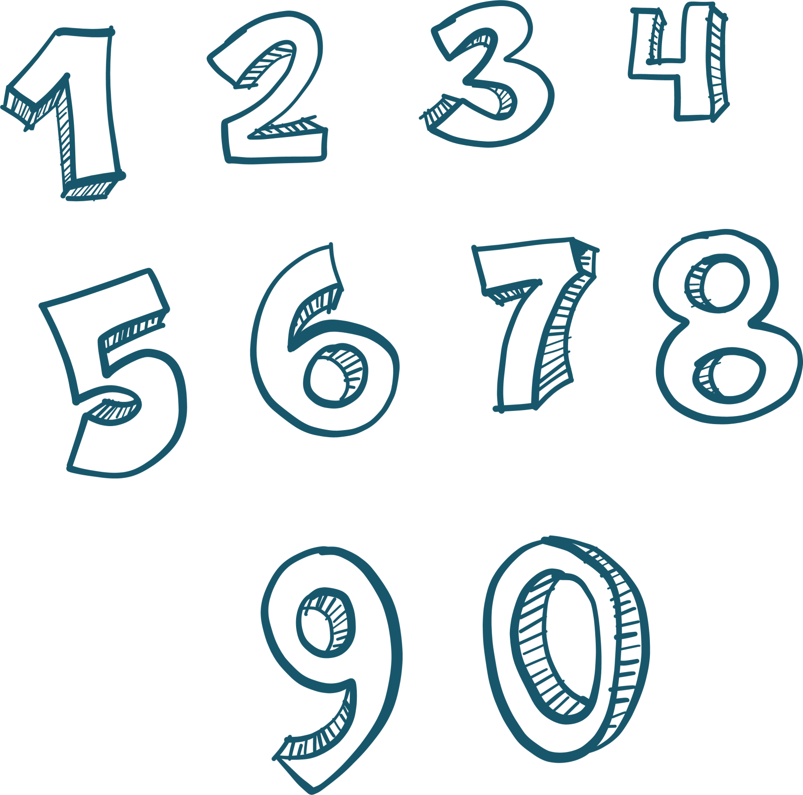 a set of numbers drawn in blue ink