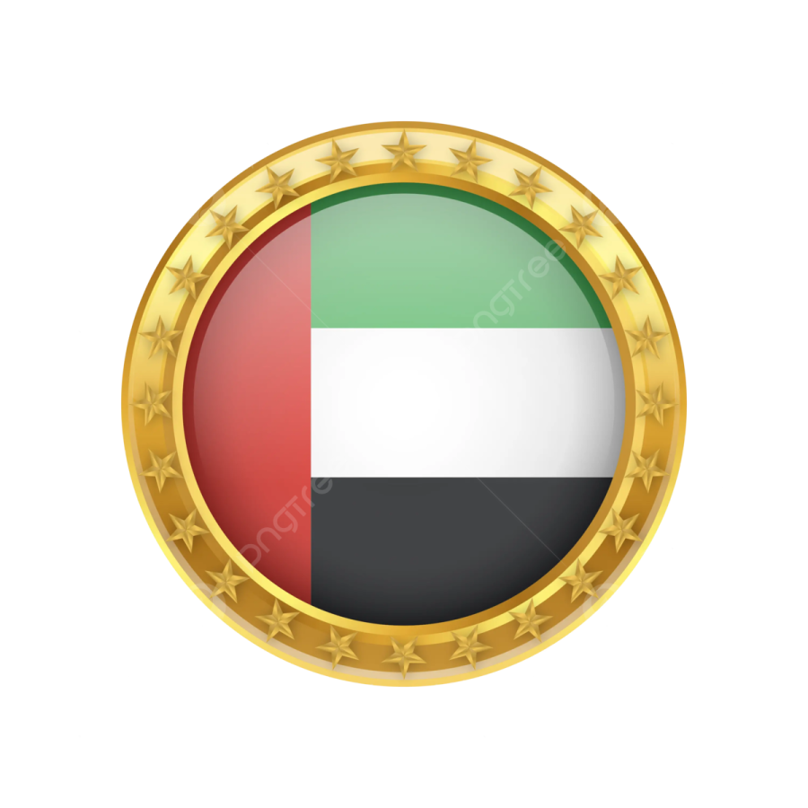 a gold medal with the flag of uae