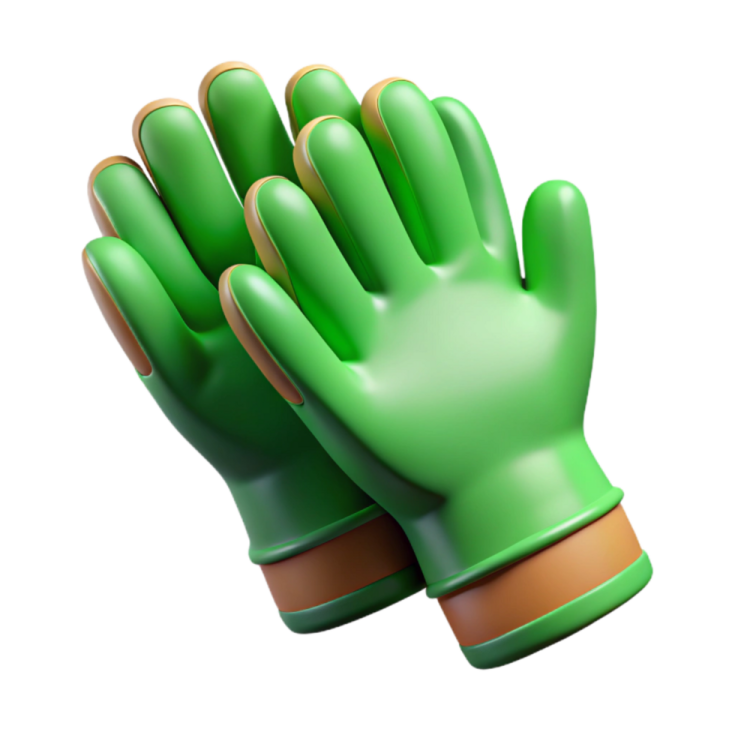 a pair of green gloves on a white background
