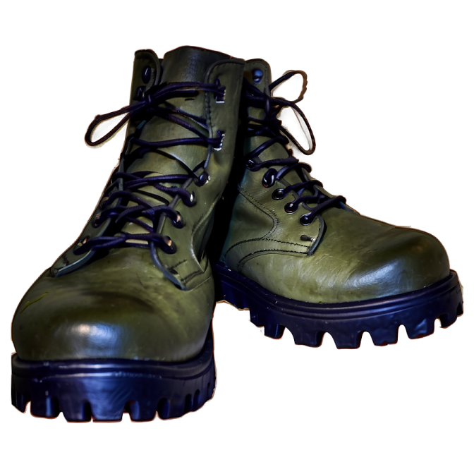 a pair of military boots on a white background