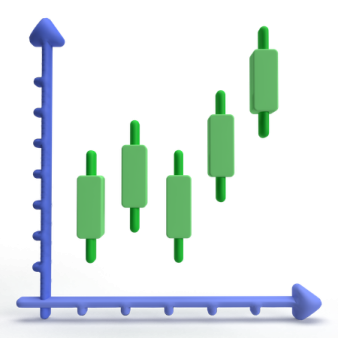 a blue and green bar chart on a white background