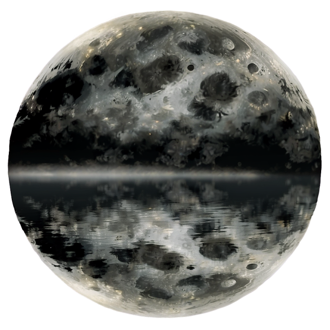 a full moon reflecting in the water