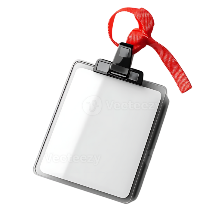 a blank badge with red ribbon on white background