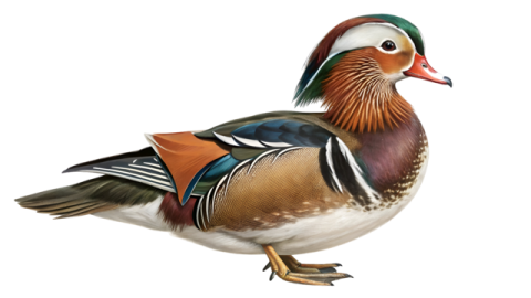a mandarin duck on a white background