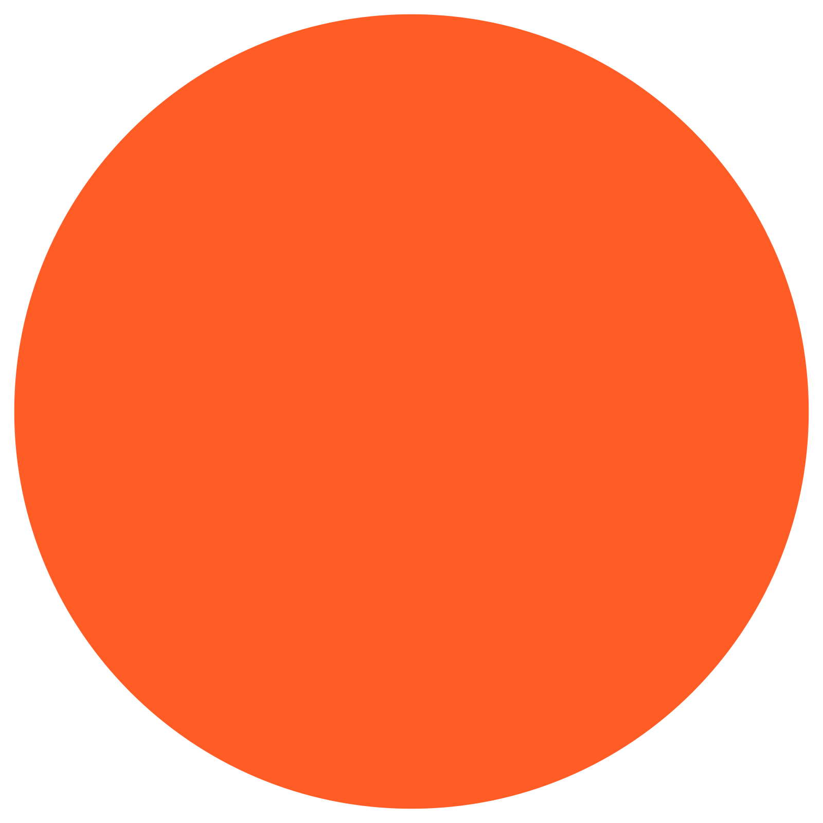 an orange circle on a white background