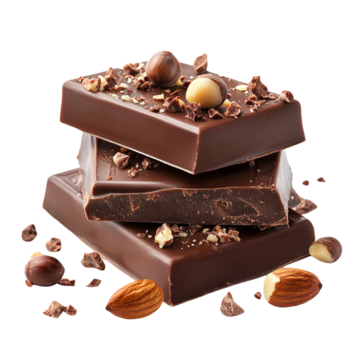 three chocolate bars stacked on top of each other pieces