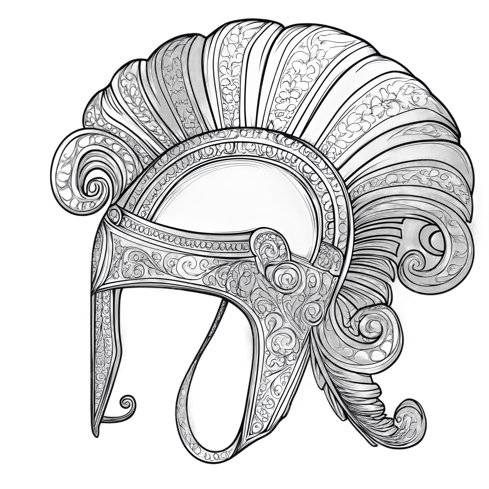 a spartan helmet with intricate patterns
