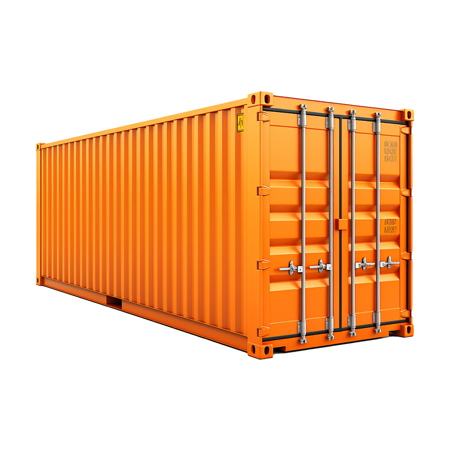 an orange shipping container on a white background