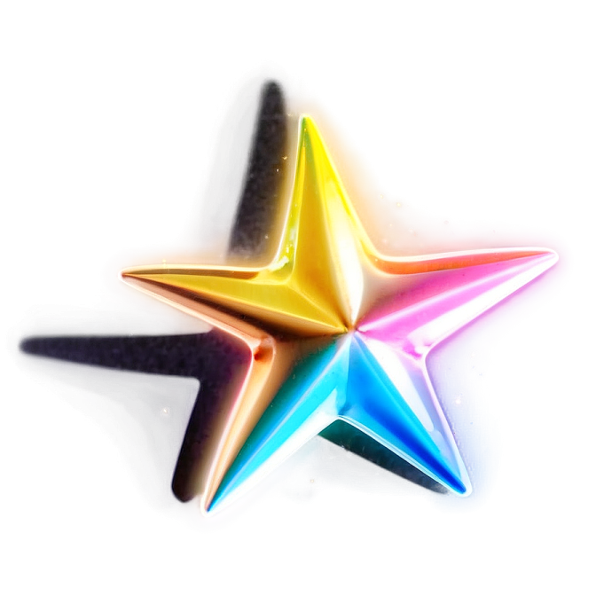 a rainbow colored star on a white background