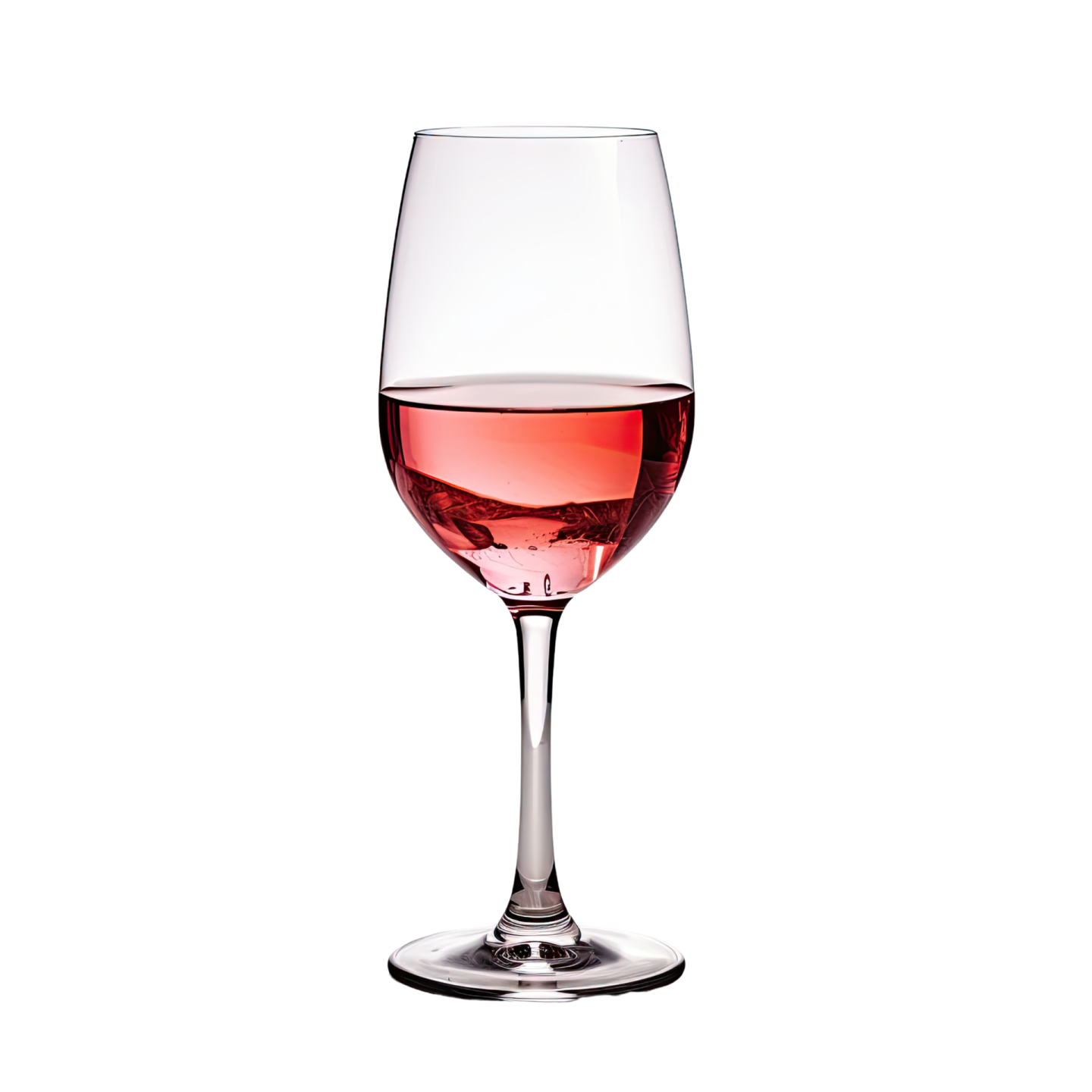 a wine glass filled with pink wine