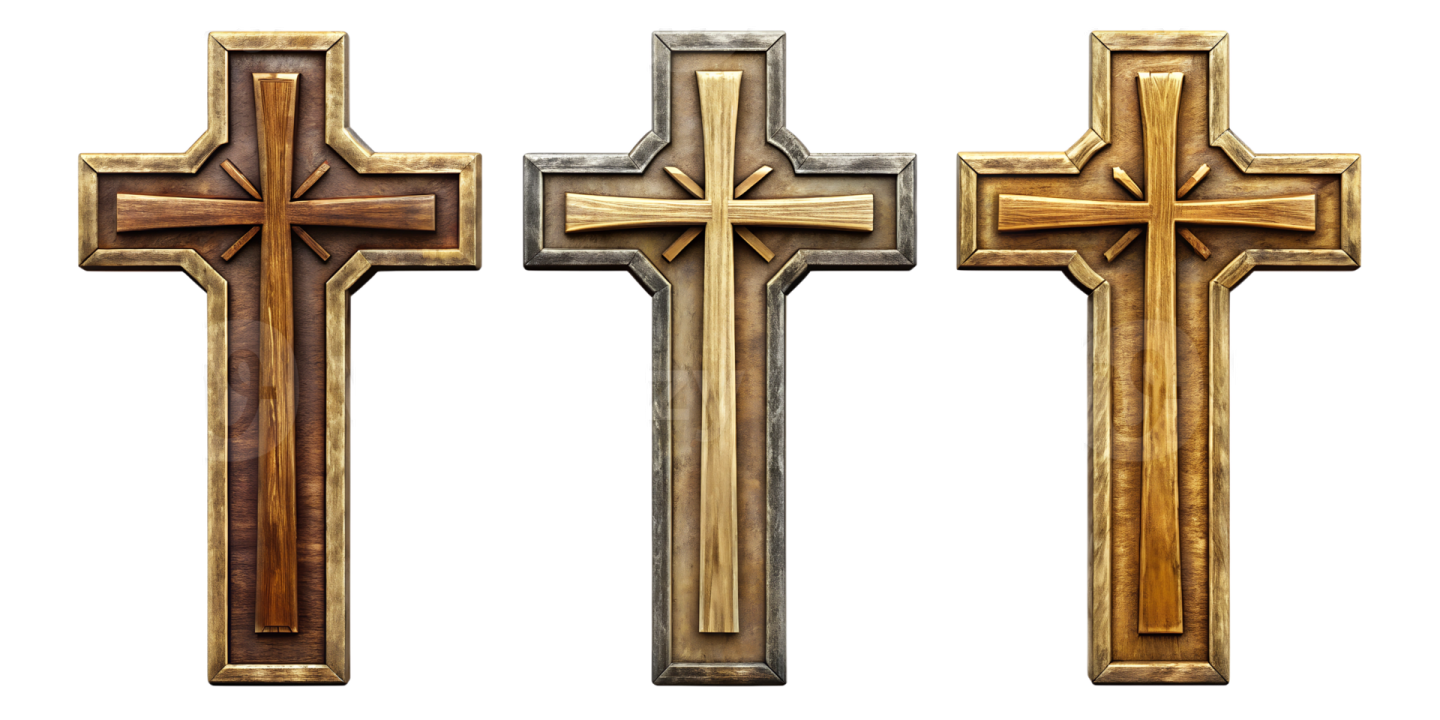 three crosses on a white background