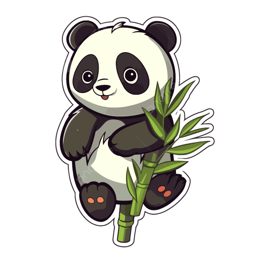 a panda bear sitting on top of a bamboo tree