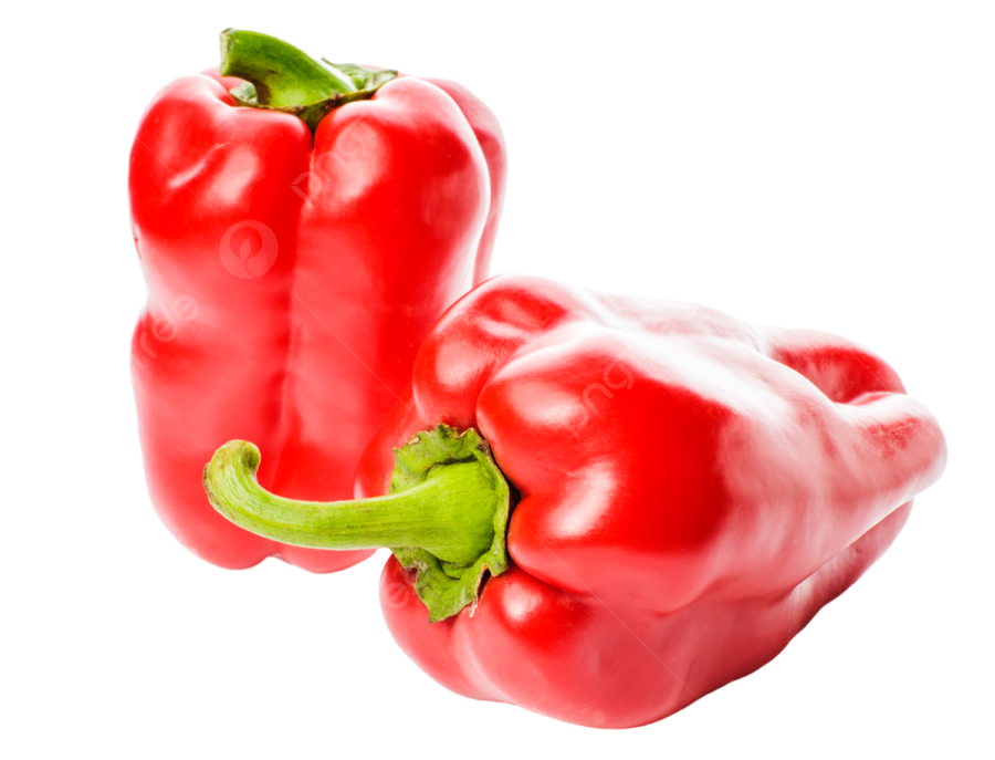 two red peppers on a white background