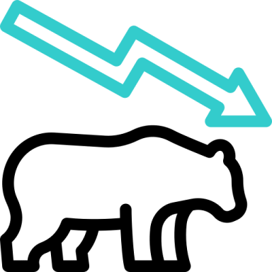 a bear and an upward arrow