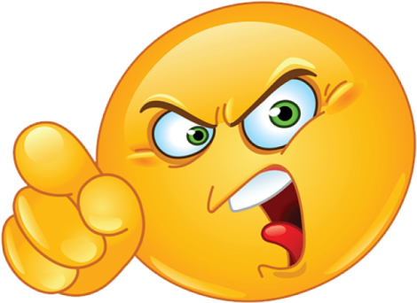 a yellow smiley face with an angry expression
