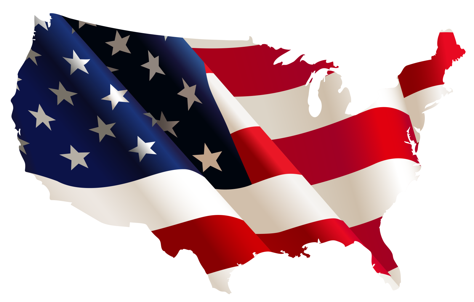 a map of the united with an american flag