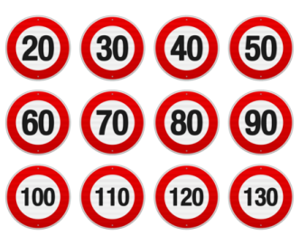 a set of numbers in red and white