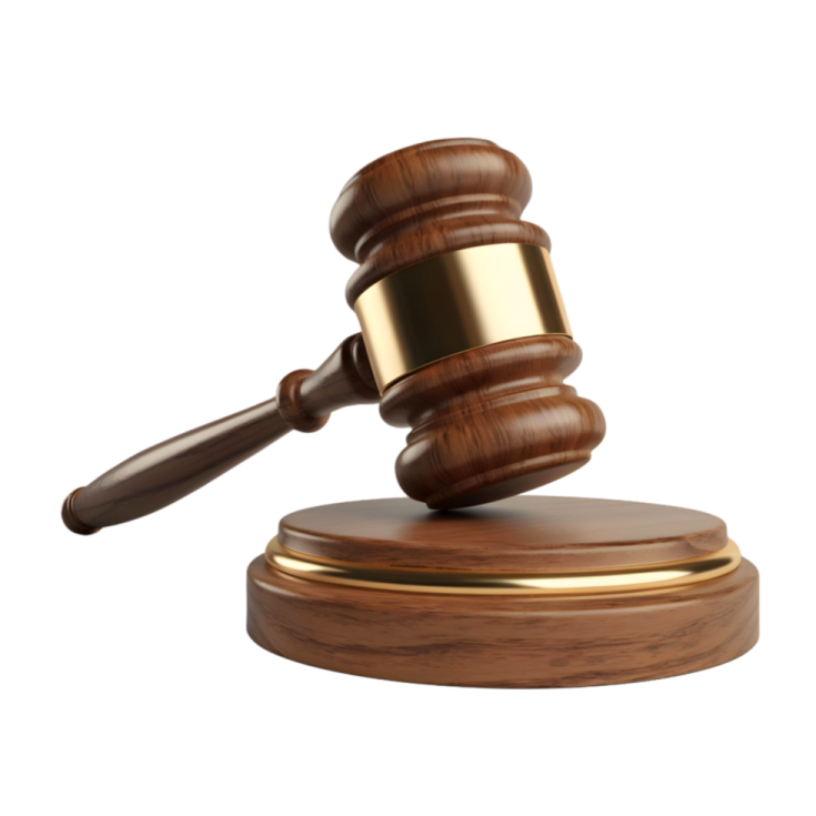 a wooden judge's gave on a white background