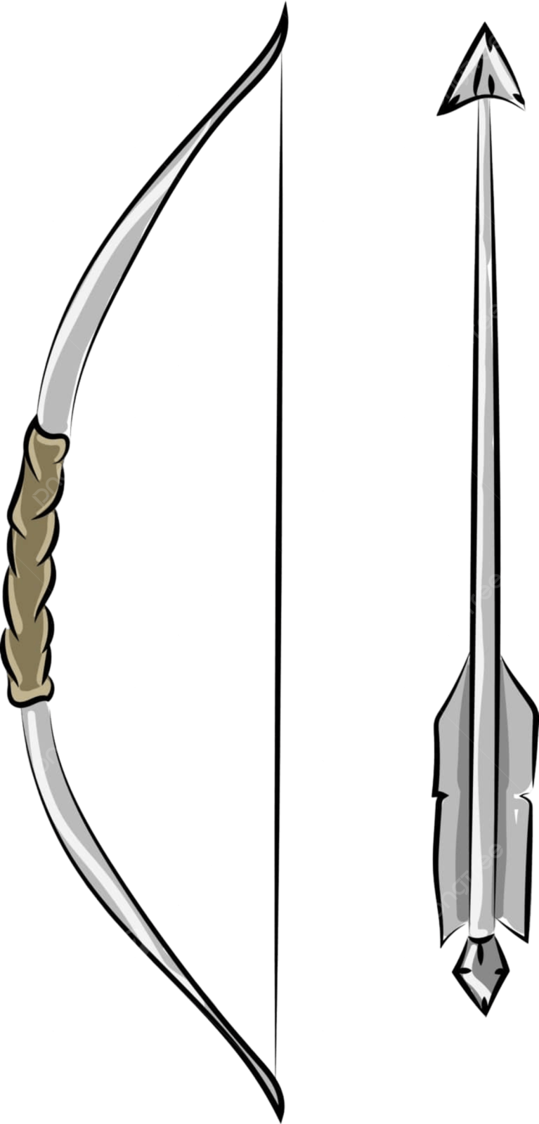 a drawing of a bow and arrow
