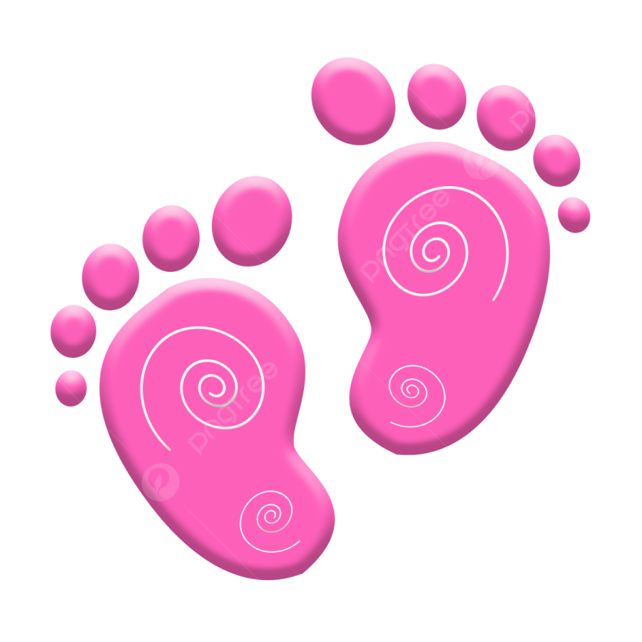 a pair of pink footprints on a white background