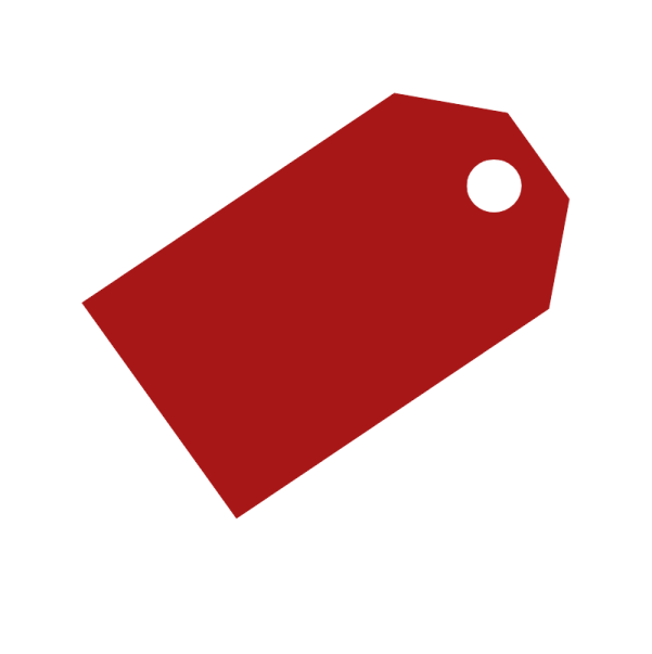 a red tag on a white background
